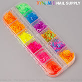Colorful Neon Nail Sequins Number Charms - Neon Nail Art Number Charms