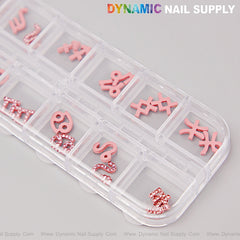 24 pcs Pink with Pink Rhinestone Zodiac Sign Charms Twelve Constellation Gems - Nail Art DIY Design Accessories