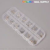 24 pcs Silver with Silver Rhinestone Zodiac Sign Charms Twelve Constellation Gems - Nail Art DIY Design Accessories
