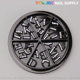 26pcs Black with Silver Rhinestone Letter Initial Nail Charms Alphabet A to Z Letters