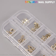24 pcs Gold with Silver Rhinestone Zodiac Sign Charms Twelve Constellation Gems - Nail Art DIY Design Accessories