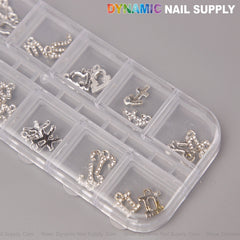 24 pcs Silver with Silver Rhinestone Zodiac Sign Charms Twelve Constellation Gems - Nail Art DIY Design Accessories