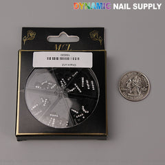 26pcs Black with Silver Rhinestone Letter Initial Nail Charms Alphabet A to Z Letters