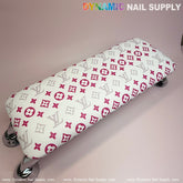 (White Pink LV Pattern) ArmRest with Leather Pillow Cushion for Manicure Nails Service (Reposabrazos Para Manicura)