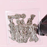 12 pcs Religious charm for vintage nails art design engraved with colorful rhinestones (Azrael / Silver color)