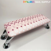 (Pink White LV Pattern) Leather Cushion Armrest with Pillow for Manicure Pedicure (Reposabrazos Para Manicura)