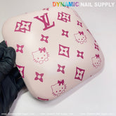 (Creamy Pink LV Kitty Smooth) Leather Elbow Cushion Pad Arm Rest Support for Manicure Nail Desk
