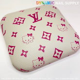 (Beige LV Kitty Grain) Leather Elbow Cushion Pad Arm Rest Support for Manicure Nail Desk