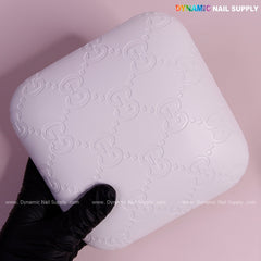 (White GC Engrave - Smooth) Elbow Pad Pillow for Nail Tech : Soft Pu Leather, Supportive, Built for Long Hours Usage