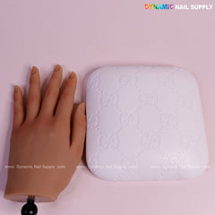 (White GC Engrave - Smooth) Elbow Pad Pillow for Nail Tech : Soft Pu Leather, Supportive, Built for Long Hours Usage