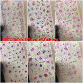 3D colorful flower stickers for spring season (Stickers for nails art design)