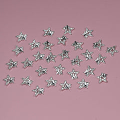 30 pcs Star Shape Charm for Nails Art Design (Silver color with rhinestone engraved)