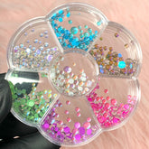 Colorful Iridescent Transparent Half Pearl Round Beads for Nails art design (flat back)
