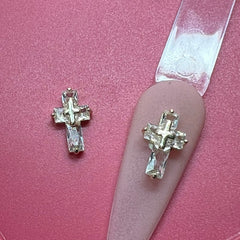 2 pcs 3D Crucify Charm for Nails Art Design (Rhinestones engraved)