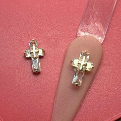 2 pcs 3D Crucify Charm for Nails Art Design (Rhinestones engraved)