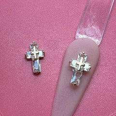 2 pcs 3D Crucify Charm for Nails Art Design (Rhinestones engraved)