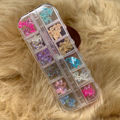 36pcs Colorful Iridescent Resin Gummy Teddy Bear charms for nails art design