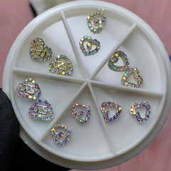 3D Gold Heart shape Charms for Valentines nails art design