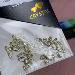 Crystal-Edge 3d Luxury Butterfly charms for nails art design (Silver Crystal Diamond)