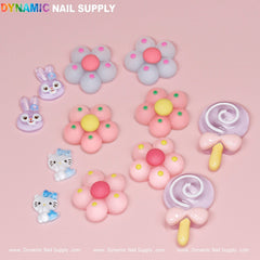 12 pcs Kawaii Candy Cartoon Mixed Shape Design Nail Charms