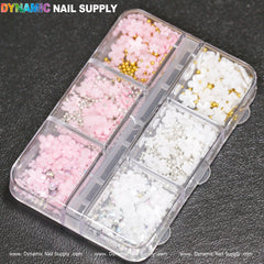 (White and pink) 3D resin Flowers for Nails Art design