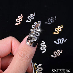 10 pcs of Snake Shape Charms for Nails Art Design (Smaller version)