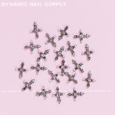 20 pcs Silver Crosses Charms (with Pearls) for Nails Art Design (Antique Chrome Heart Charm)