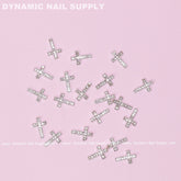 20 pcs Platinum Silver Crosses Charms (with rhinestones engraved) for Nails Art Design