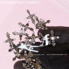 20 pcs Silver Crosses Charms (with Pearls) for Nails Art Design (Antique Chrome Heart Charm)