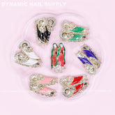 14 pcs Mixed Colorful Religious Charms (San Judas / Virgin Mary) for Vintage Nails Art design