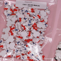 (Red & blue) 100 pcs Cute Resin Hell0 Kitty Design Nail Charms