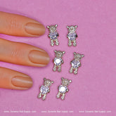 (Gold) 6 pcs Bear Charm with Rhinestones (Hugging) Engraved