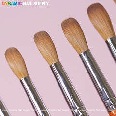 Dynamic 100% Kolinsky Hair Brush - Wooden Handle Brush (Crimped/ Flat/ Round) for Acrylic Nails Application