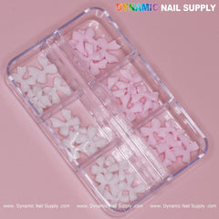 30 pcs White - Pink Resin Bows Charm for Nails Art Design