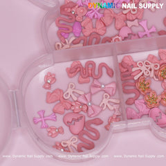 240 pcs Pink Multi-shapes Charms Rhinestones Pearl for Nails Art Design