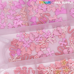 240 pcs Pink Multi-shapes Charms Rhinestones Pearl for Nails Art Design