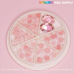 40 pcs Light Pink Roses Flower Charm with pearls and rhinestones for Nails Art Design