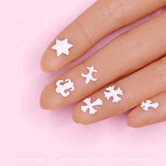 60 pcs Matte White Chrome Heart Charms (Antique Crosses) for Nails Art design