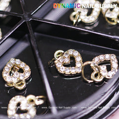 12 pcs Heart Shaped Dangles Charms for Nails designer