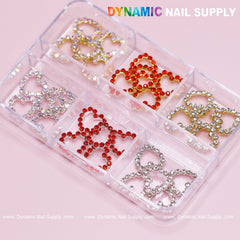 30 pcs Rhinestones Heart Charm for Nails Art Design (Rhinestones Border Edge, Open Heart)