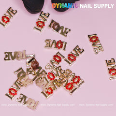 20 pcs Cute Letters Love Word Nail Charms ( O letter is engraved by small red stones)