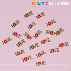 20 pcs Cute Letters Love Word Nail Charms ( O letter is engraved by small red stones)