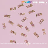20 pcs Cute Letters Love Word Nail Charms ( letter O is engraved by small purple stones)