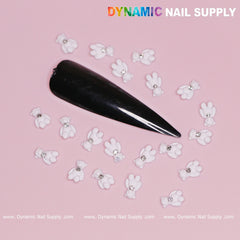 20 pcs White Teddy Bear Charm for Valentines Nail Design