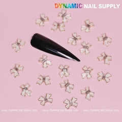 20 pcs Luxury White Bow Charms With Golden Contours For Valentines Nail Designs