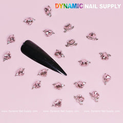 20 pcs Pink Sapphire Heart Charm (Solitaire shape) for Valentine Nails Design