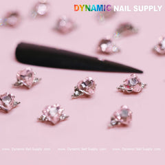 20 pcs Pink Sapphire Heart Charm (Solitaire shape) for Valentine Nails Design