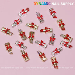 20 pcs Lipstick Charms with Red Bows for Valentines Nail Art Design