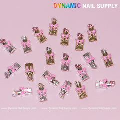 20 pcs Lipstick Charms with Pink Bows for Valentines Nail Art Design