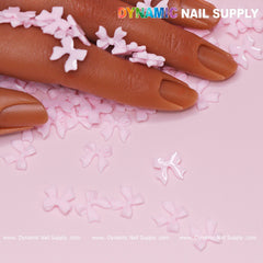 90 pcs Pure Pink Resin Bows Charm for Valentine Nails Design